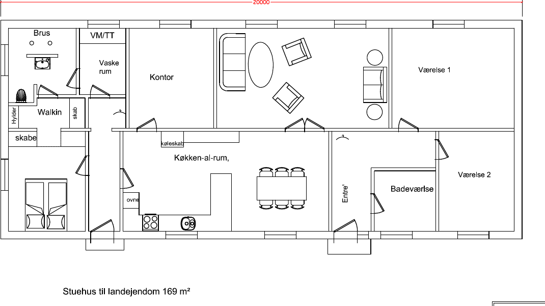 Plantegning af stuehuset efter ombygning