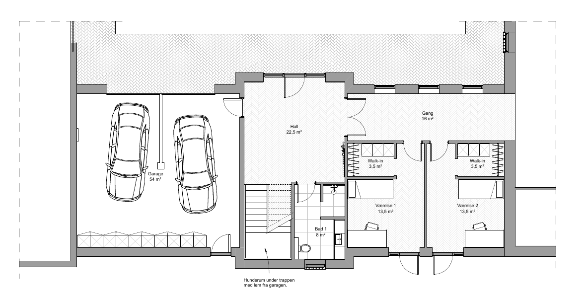Plantegning stueplan tilbygning
